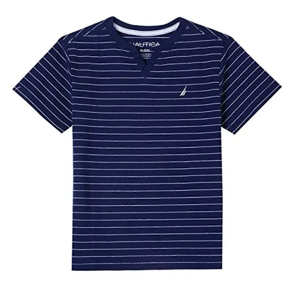Nautica Boys' Short Sleeve Striped V-Neck T-Shirt